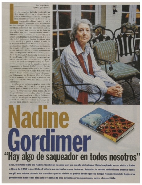 Nadine Gordimer, "hay algo de saqueador en todos nosotros"