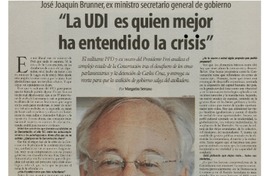 La UDI es quien mejor ha entendido la crisis"