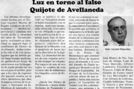 Luz en torno al falso Quijote de Avellaneda