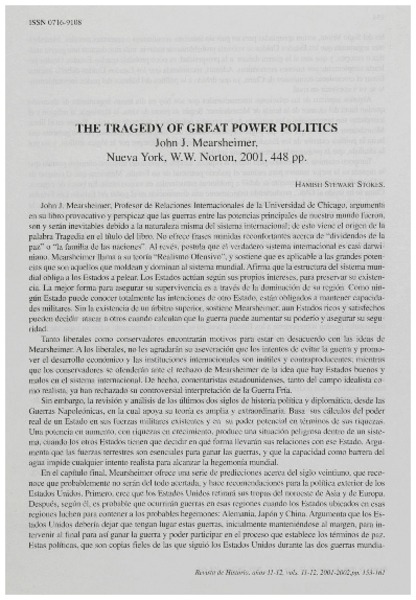 The tragedy of great power politics