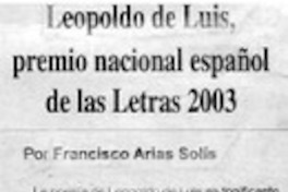Leopoldo de Luis premio nacional de español de las Letras 2003