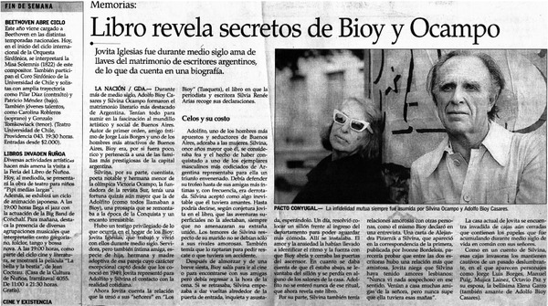 Libro revela secretos de Bioy y Ocampo.