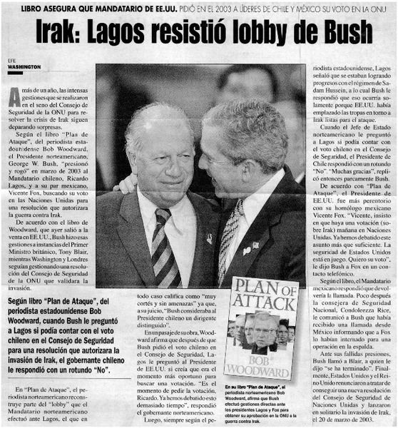 Irak : Lagos resistió lobby de Bush