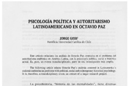 Psicología política y autoritarismo latinoamericano en Octavio Paz