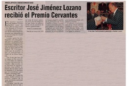 Escritor José Jiménez Lozano recibió el Premio Cervantes