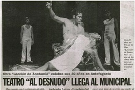Teatro "Al Desnudo" llega al municipal.