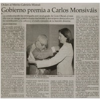 Gobierno premia a Carlos Monsivais