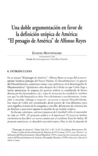 Una doble argumentación en favor de la definición utópica de América: "El presagio de América" de Alfonso Reyes