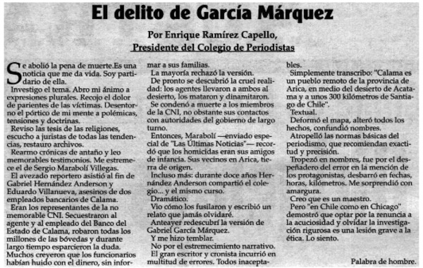 El delito de García Márquez