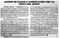 Acusan de plagio a Vargas Llosa por "la fiesta del chivo".
