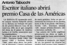 Escritor italiano abrirá premio Casa de las Américas.