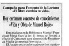 Hoy certamen concurso de conocimientos "Vida y obra de Manuel Rojas".
