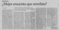 ¿Mejor ensayista que novelista?