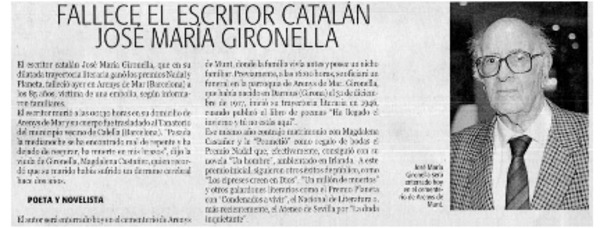 Fallece el escritor catalán José María Gironella.