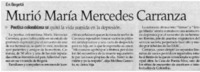 Murió María Mercedes Carranza.