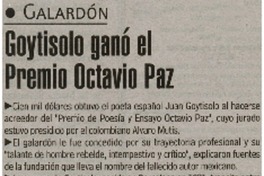 Goytosolo ganó el Premio Octavio Paz