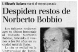 Despiden restos de Norberto Bobbio.