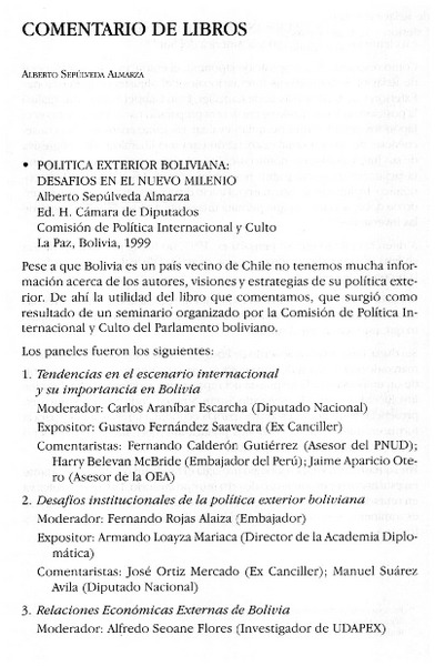 Política exterior boliviana: desafíos en el nuevo milenio