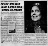 Autora "anti Bisch" Susan Sontag gana Príncipe de Asturias.