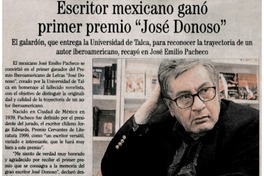 Escritor mexicano ganó primer premio "José Donoso".