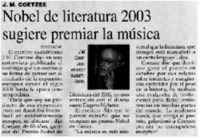 Nobel de literatura 2003 sugiere premiar la música