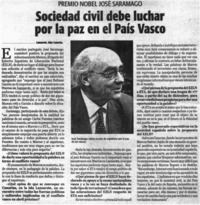 Sociedad civil debe luchar por la paz en el país vasco.