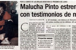 Malucha Pinto estrena obra con testimonios de mujeres