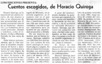 Cuentos escogidos, de Horacio Quiroga.