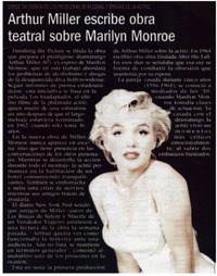 Arthur Miller escribe obra teatral sobre Marilyn Monroe.