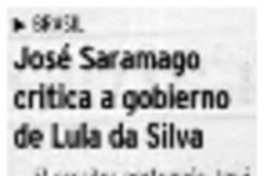 José Saramago critica a gobierno de Lula da Silva