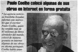 Paulo Coelho colocó algunas de sus obras en internet en fomra gratuita.