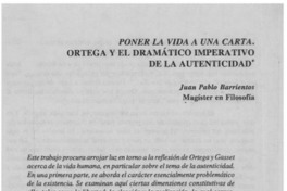 Poner la vida a una carta, Ortega y el dramático imperativo de la autenticidad