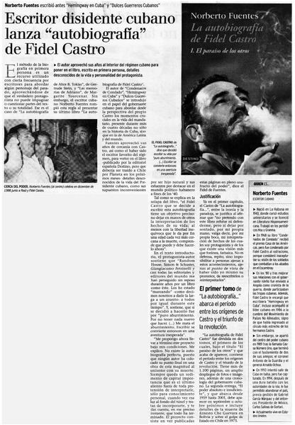 Escritor disidente cubano lanza "autobiografía" de Fidel Castro.