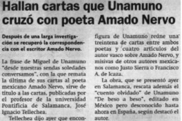 Hallan cartas que Unamuno cruzó con poeta Amado Nervo