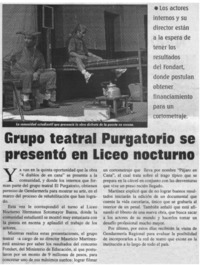 Grupo teatral Purgatorio se presentó en Liceo nocturno.
