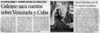 Galeano saca cuentas sobre Venezuela y Cuba.