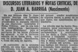 Discursos literarios y notas críticas, de Juan A. Barriga