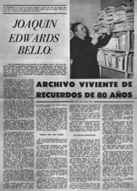 Joaquín Edwards Bello, archivo viviente de recuerdos de 80 años
