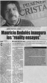 Mauricio Redolés inaugura los "reality ensayos"