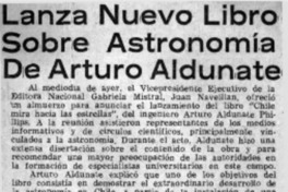 Lanzan nuevo libro sobre astronommía de Arturo Aldunate.