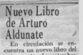 Nuevo libro de Arturo Aldunate.