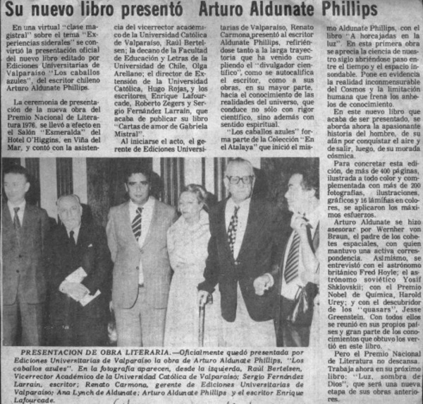 Su nuevo libro presentó Arturo Aldunate Phillips.