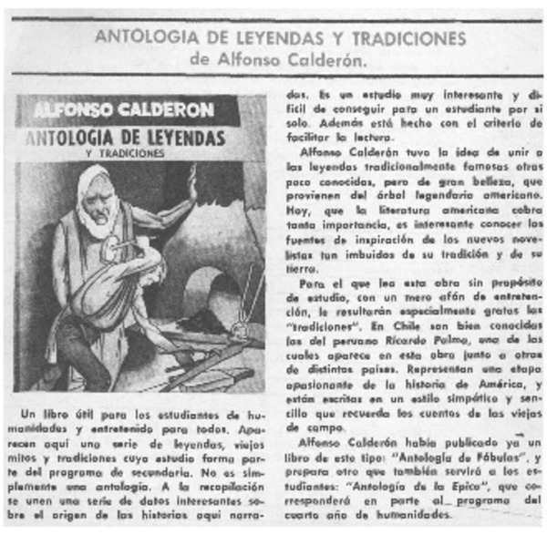Antología de leyendas y tradiciones de Alfonso Calderón.
