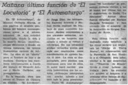 Mañana última función de "El Locutorio" y "El Automaturgo".