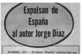 Expulsan de España al autor Jorge Díaz.