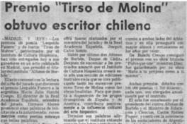 Premio "Tirso de Molina" obtuvo escritor chileno.