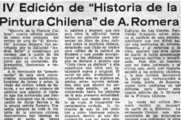 IV Edición de "Historia de la Pintura Chilena" de A. Romera.