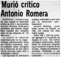 Murió crítico Antonio Romera.