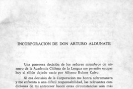 Incorporación de Don Arturo Aldunate.