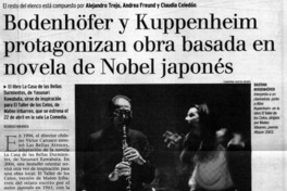 Bodenhöfer y Kuppenheim protagonizan obra basada en novela de Nobel japonés